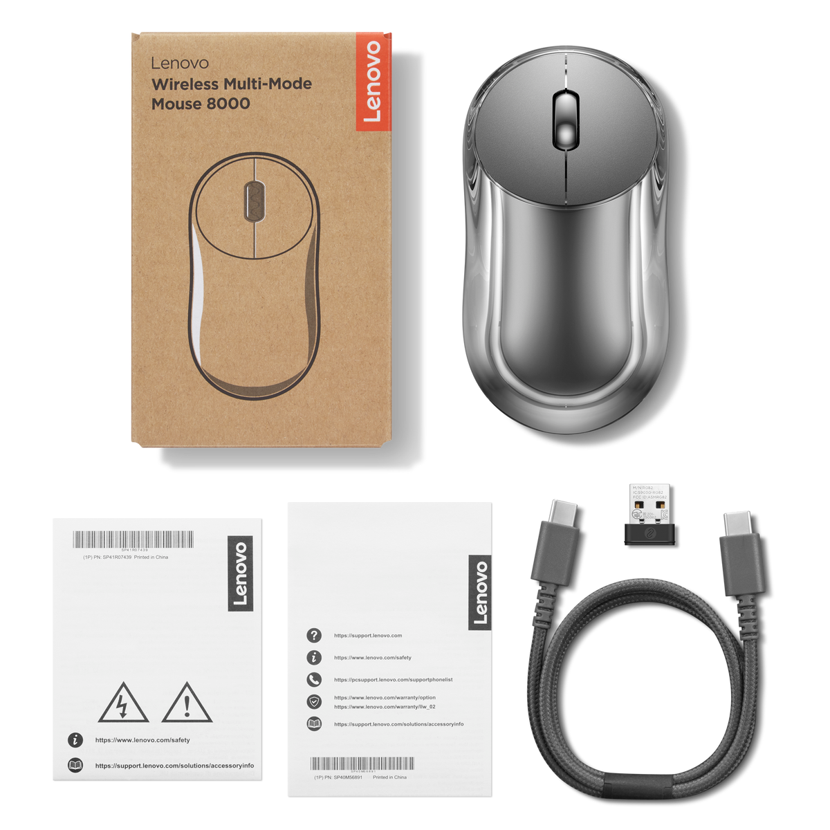 Lenovo Multi-Mode Mouse 8000 | Wireless | 2.4G, Bluetooth 5.3 | Thunder Grey