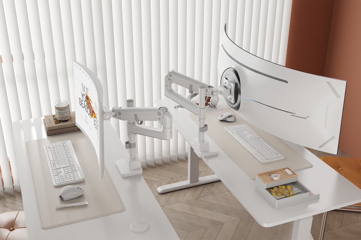 Digitus Desk Mount | DA-90476 Single Monitor Mount | Height, tilt, pivot, rotation, depth | 57 " | Maximum weight (capacity) 27 kg | White