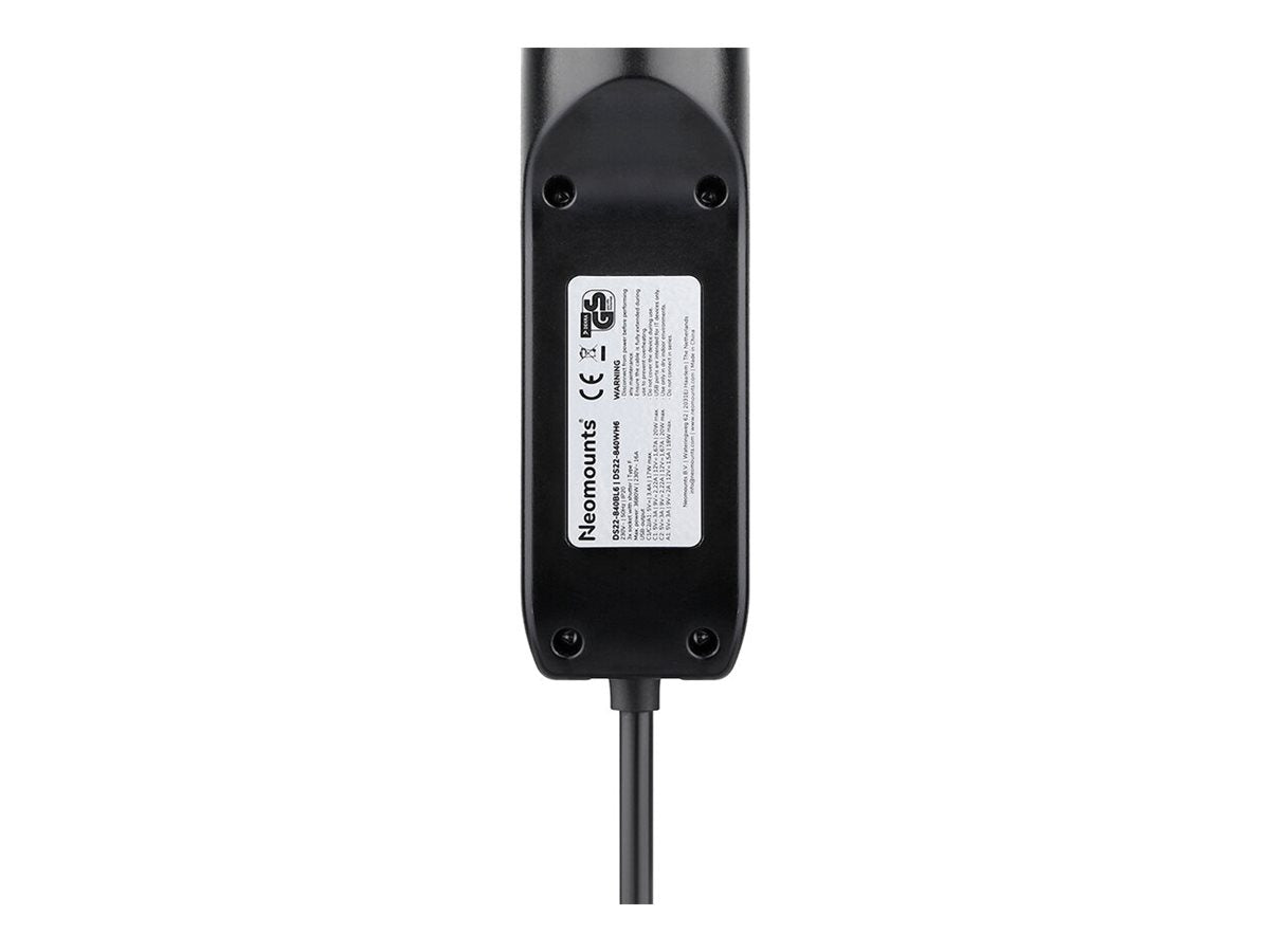 Neomounts | Desk socket with clamp and USB-C and USB-A ports - Quick charge | DS22-840BL6