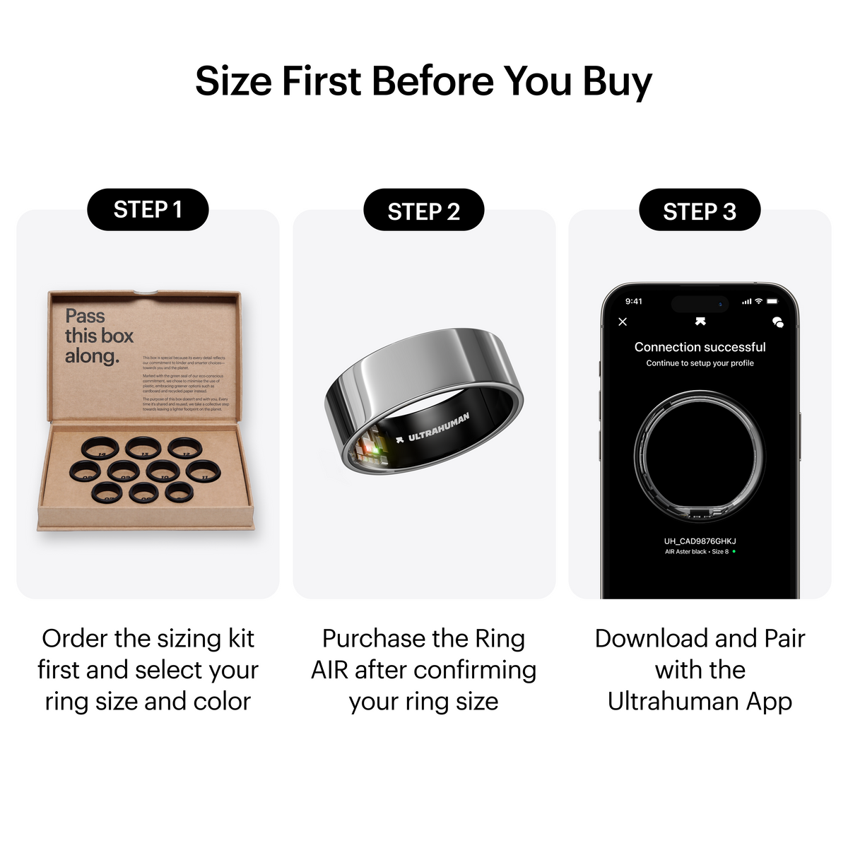 Ultrahuman | Ring Air | Space Silver | Size 10 | Smart Ring