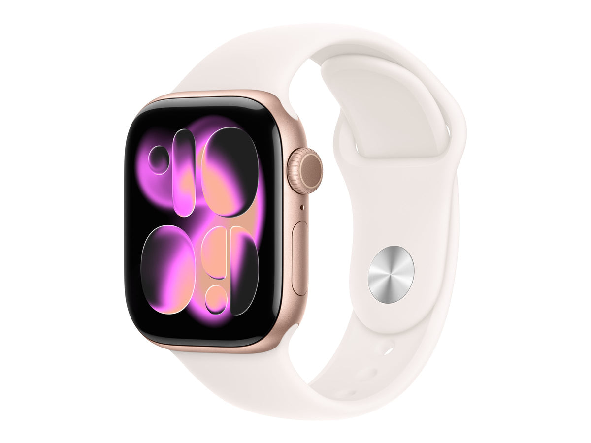 Apple Watch Series 11 GPS + Cellular 42mm Rose Gold Aluminium Case with Light Blush Sport Band - M/L | Apple