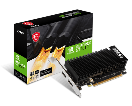 MSI GeForce GT 1030 4GHD4 LP OC | NVIDIA | 4 GB | GeForce GT 1030 | DDR4 | HDMI ports quantity 1 | PCI Express 3.0 x16 (uses x4)