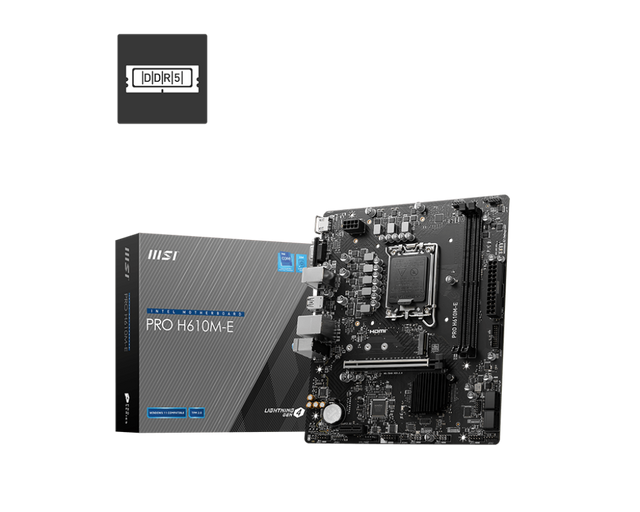 MSI | PRO H610M-E | Processor family Intel | Processor socket  LGA1700 | Supported hard disk drive interfaces SATA, M.2 | Number of SATA connectors 4