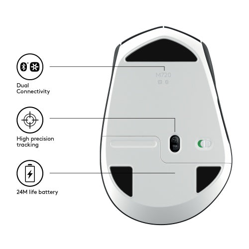 Logitech M720 Triathlon Belaidė pelė RF Wireless + Bluetooth, 1000 DPI, Juoda
