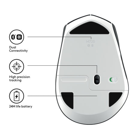 Logitech M720 Triathlon Belaidė pelė RF Wireless + Bluetooth, 1000 DPI, Juoda
