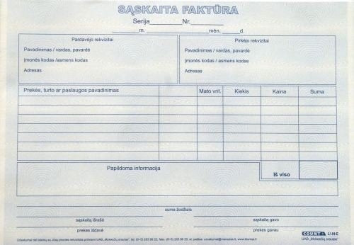 Sąskaita faktūra, A5, 2x50  0720-042