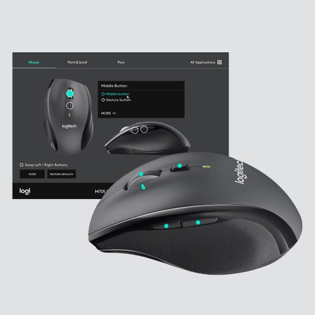 Logitech Marathon M705 Belaidė pelė, RF Wireless, 1000 DPI, Charcoal