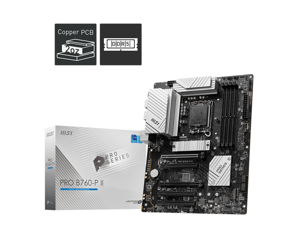 MSI | PRO B760-P II | Processor family Intel | Processor socket LGA1700 | DDR5 | Number of SATA connectors 4