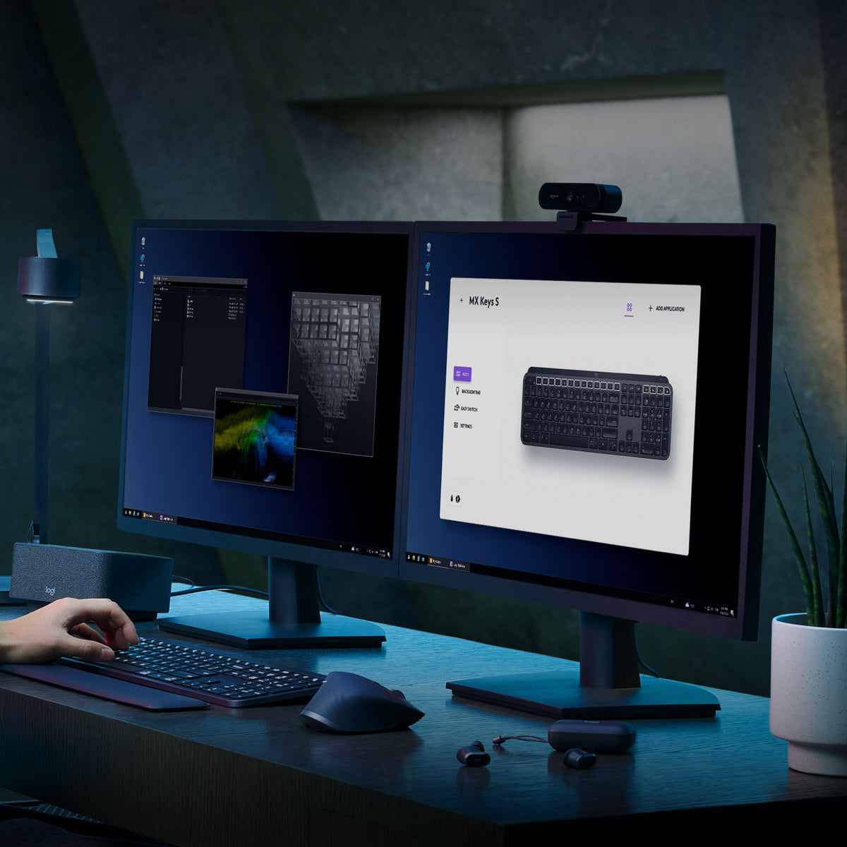 Logitech MX Keys S Belaidė klaviatūra, RF Wireless+Bluetooth, Illuminated, US Int, Graphite