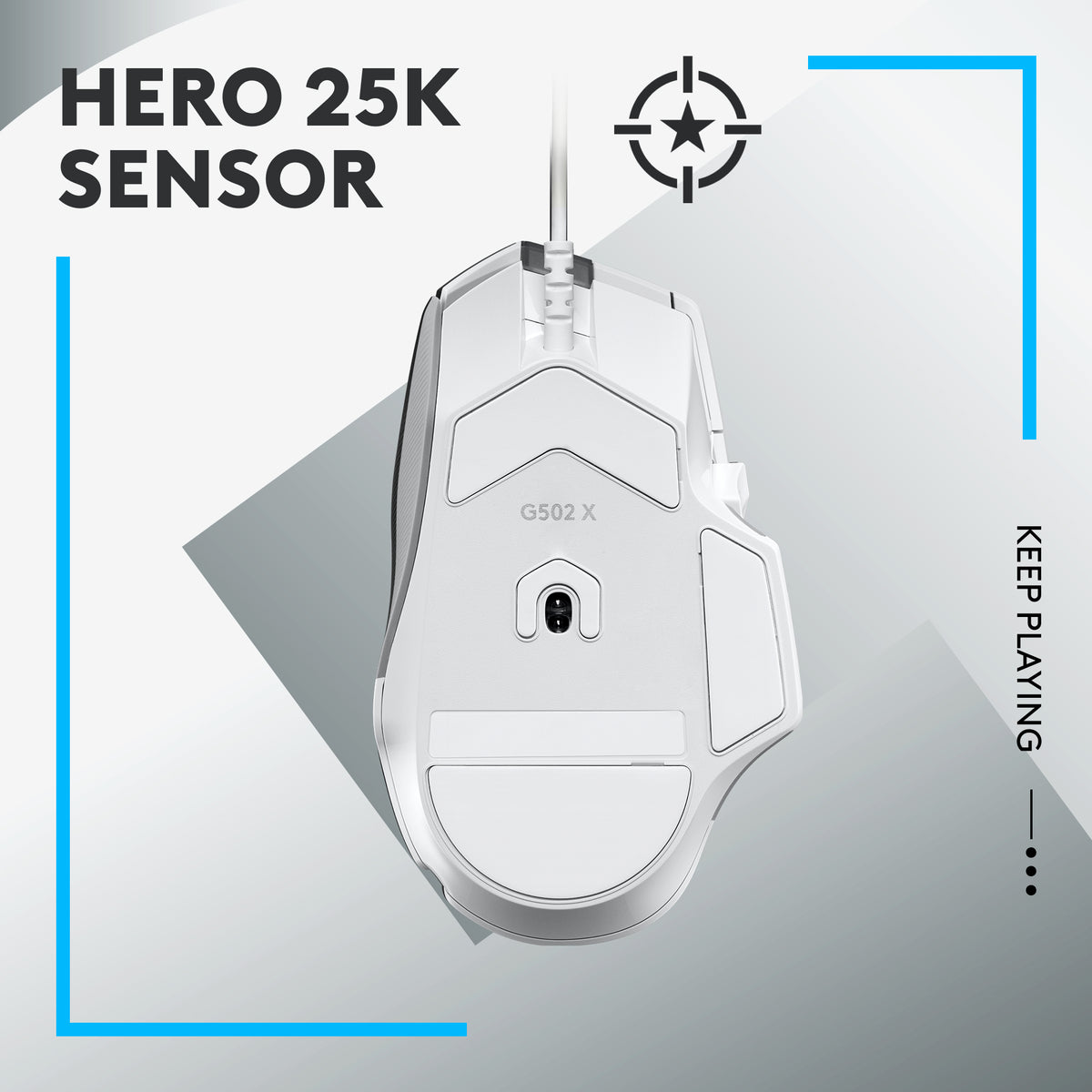 Logitech G G502 X Laidinė žaidimų pelė USB Type-A, Balta