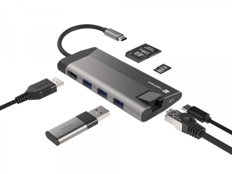 Natec | USB-C Multiport Adapter | NMP-1690 | Grey | USB Type-C | 0.15 m