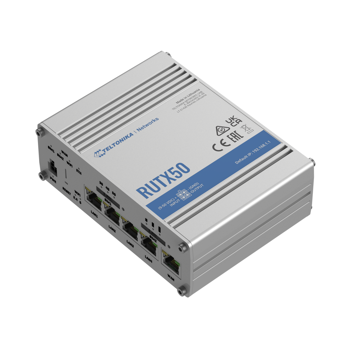 Teltonika | INDUSTRIAL 5G ROUTER | RUTX50 | 802.11ac | 867 Mbit/s | 10/100/1000 Mbps Mbit/s | Ethernet LAN (RJ-45) ports 5 | Mesh Support Yes | MU-MiMO Yes | 5G | Antenna type Internal