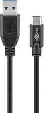 Goobay 71221 USB-C to USB A 3.0 cable, black, 2m | Goobay | USB-C to USB-A USB 3.0 male (type A)