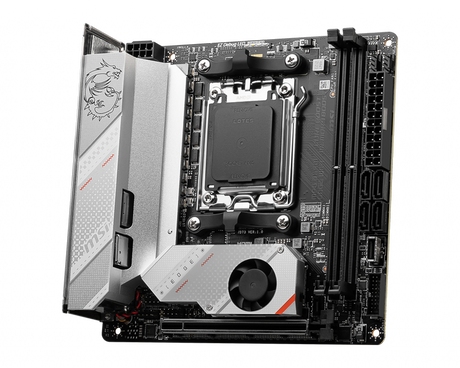 MSI | MPG B650I EDGE WIFI | Processor family AMD | Processor socket AM5 | DDR5 DIMM | Memory slots 2 | Supported hard disk drive interfaces 	SATA, M.2 | Number of SATA connectors 4 | Chipset AMD B650 | Mini-ITX