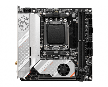 MSI | MPG B650I EDGE WIFI | Processor family AMD | Processor socket AM5 | DDR5 DIMM | Memory slots 2 | Supported hard disk drive interfaces 	SATA, M.2 | Number of SATA connectors 4 | Chipset AMD B650 | Mini-ITX
