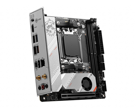 MSI | MPG B650I EDGE WIFI | Processor family AMD | Processor socket AM5 | DDR5 DIMM | Memory slots 2 | Supported hard disk drive interfaces 	SATA, M.2 | Number of SATA connectors 4 | Chipset AMD B650 | Mini-ITX