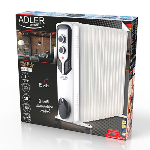 Adler | Oil-Filled Radiator | AD 7819 | Oil Filled Radiator | 2500 W | Number of power levels 3 | White