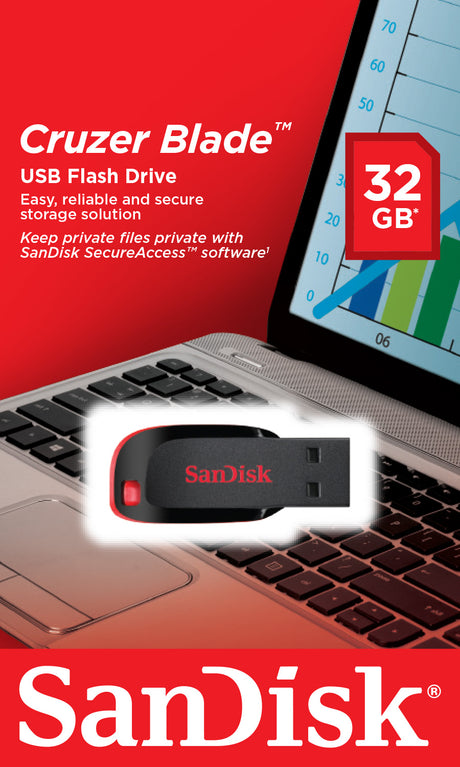 SanDisk Cruzer Blade USB atmintinė 32GB, Black/Red