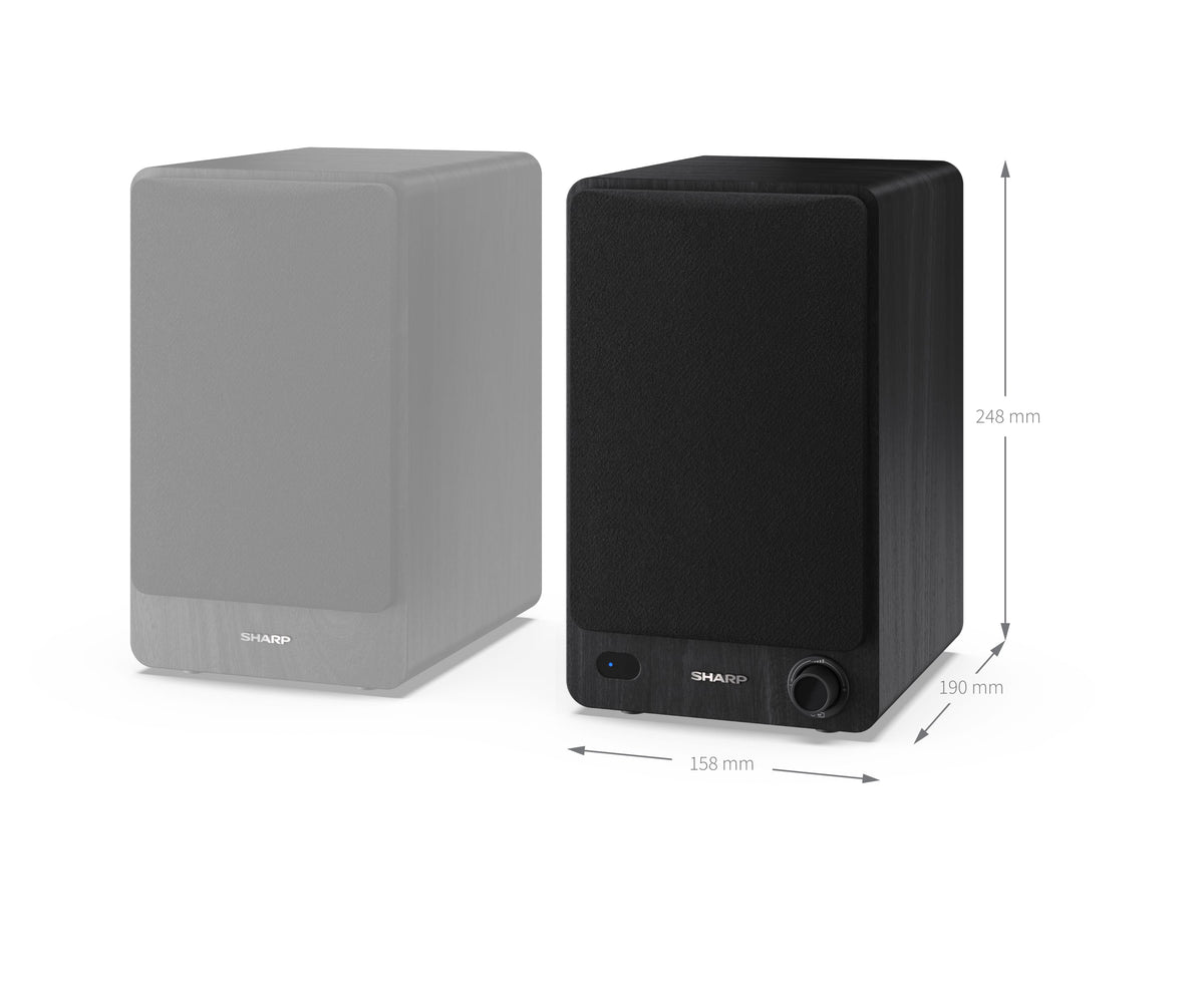 Sharp CP-SS30 Bookshelf Speakers, Black | Sharp | Speakers | CP-SS30(BK) Bookshelf | 60 W | Bluetooth | Wireless connection | Black