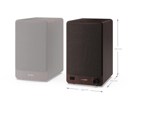 Sharp CP-SS30 Bookshelf Speakers, Brown | Sharp | Speakers | CP-SS30(BR) Bookshelf | 60 W | Bluetooth | Wireless connection | Brown