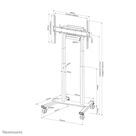 Neomounts Floor stand | FL55-875BL1 TV Trolley Motorised | Adjustable Height | 55-100 " | Maximum weight (capacity) 110 kg | Black