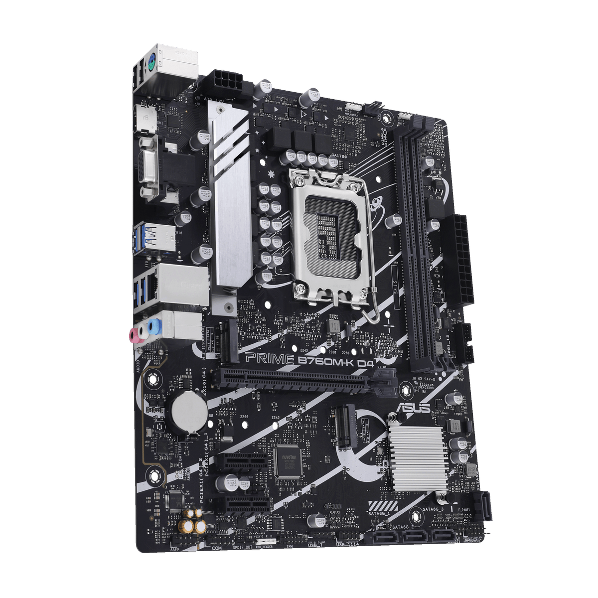 Asus | PRIME B760M-K D4 | Processor family Intel | Processor socket  LGA1700 | DDR4 DIMM | Memory slots 2 | Supported hard disk drive interfaces 	SATA, M.2 | Number of SATA connectors 4 | Chipset  Intel B760 | mATX