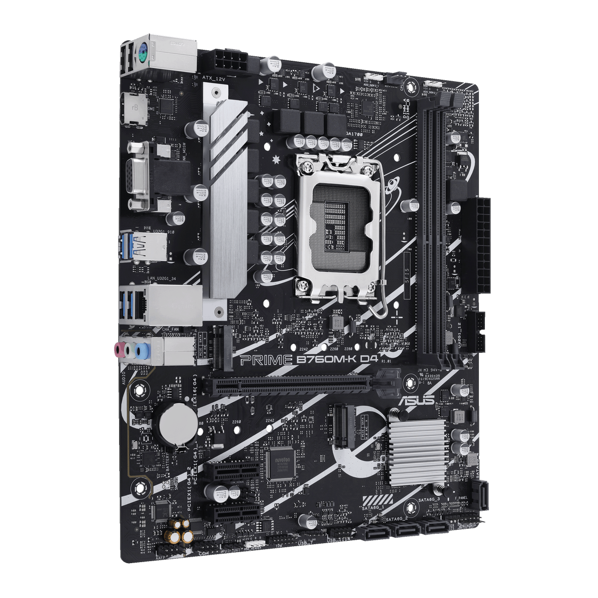 Asus | PRIME B760M-K D4 | Processor family Intel | Processor socket  LGA1700 | DDR4 DIMM | Memory slots 2 | Supported hard disk drive interfaces 	SATA, M.2 | Number of SATA connectors 4 | Chipset  Intel B760 | mATX