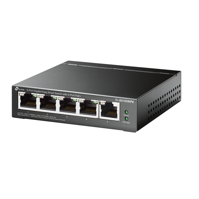 TP-LINK | 5-Port Gigabit Easy Smart Switch with 4-Port PoE+ | TL-SG105MPE | Managed L2 | Desktop | 60 month(s)