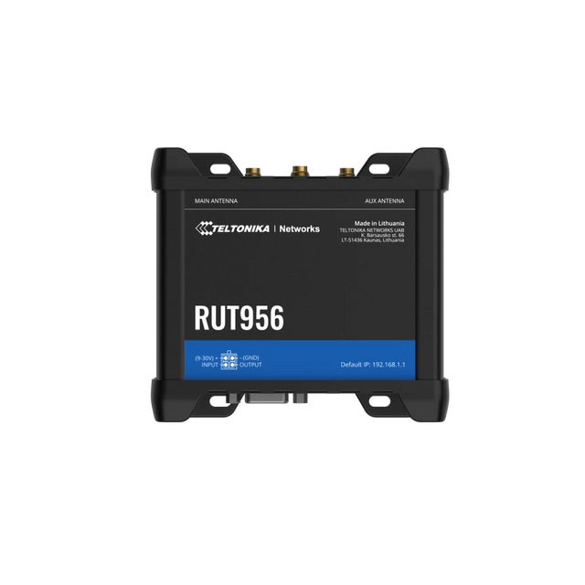 Teltonika | Industrial Router | RUT956 | 802.11n | 10/100 Mbit/s | Ethernet LAN (RJ-45) ports 4 | Mesh Support No | MU-MiMO No | 2G/3G/4G | Antenna type 	2 x SMA for LTE, 2 x RP-SMA for WiFi, 1 x SMA for GNSS | 1x USB 2.0