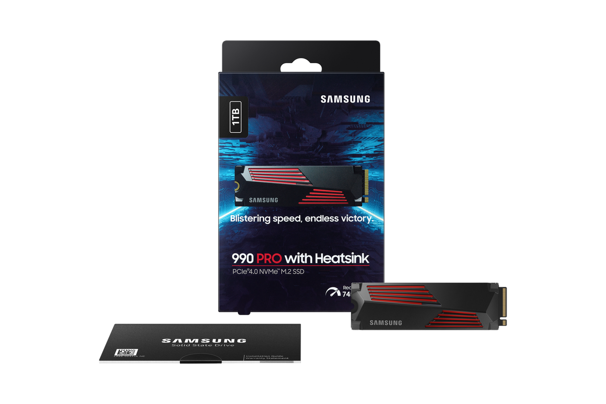 Samsung | 990 PRO with Heatsink | 1000 GB | SSD form factor M.2 2280 | Solid-state drive interface M.2 NVME | Read speed 7450 MB/s | Write speed 6900 MB/s