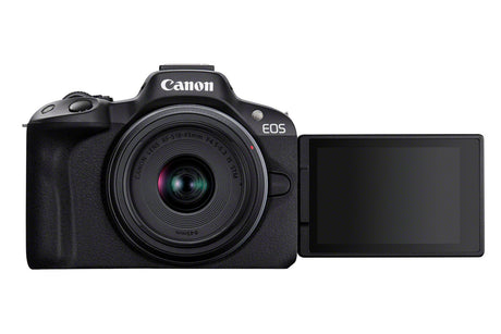 Canon | EOS R50 + RF-S 18-45mm F4.5-6.3 IS STM (SIP) | Megapixel 24.2 MP | Image stabilizer | ISO sensitivity (max) 32000 | Display diagonal 2.95 " | Wi-Fi | Video recording | Automatic, manual | CMOS | Black