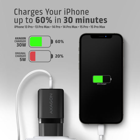 AXAGON Sil wallcharger 2x port (USB-A + USB-C), 30W | ACU-PQ30