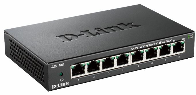 D-Link | Ethernet Switch | DES-108/E | Unmanaged | Desktop | 10/100 Mbps (RJ-45) ports quantity 8 | 60 month(s)