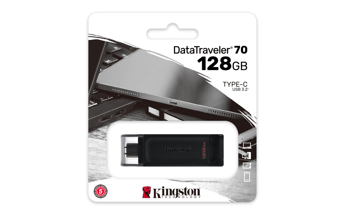 Kingston | USB Flash Drive | DataTraveler 70 | 128 GB | USB Type-C | Black