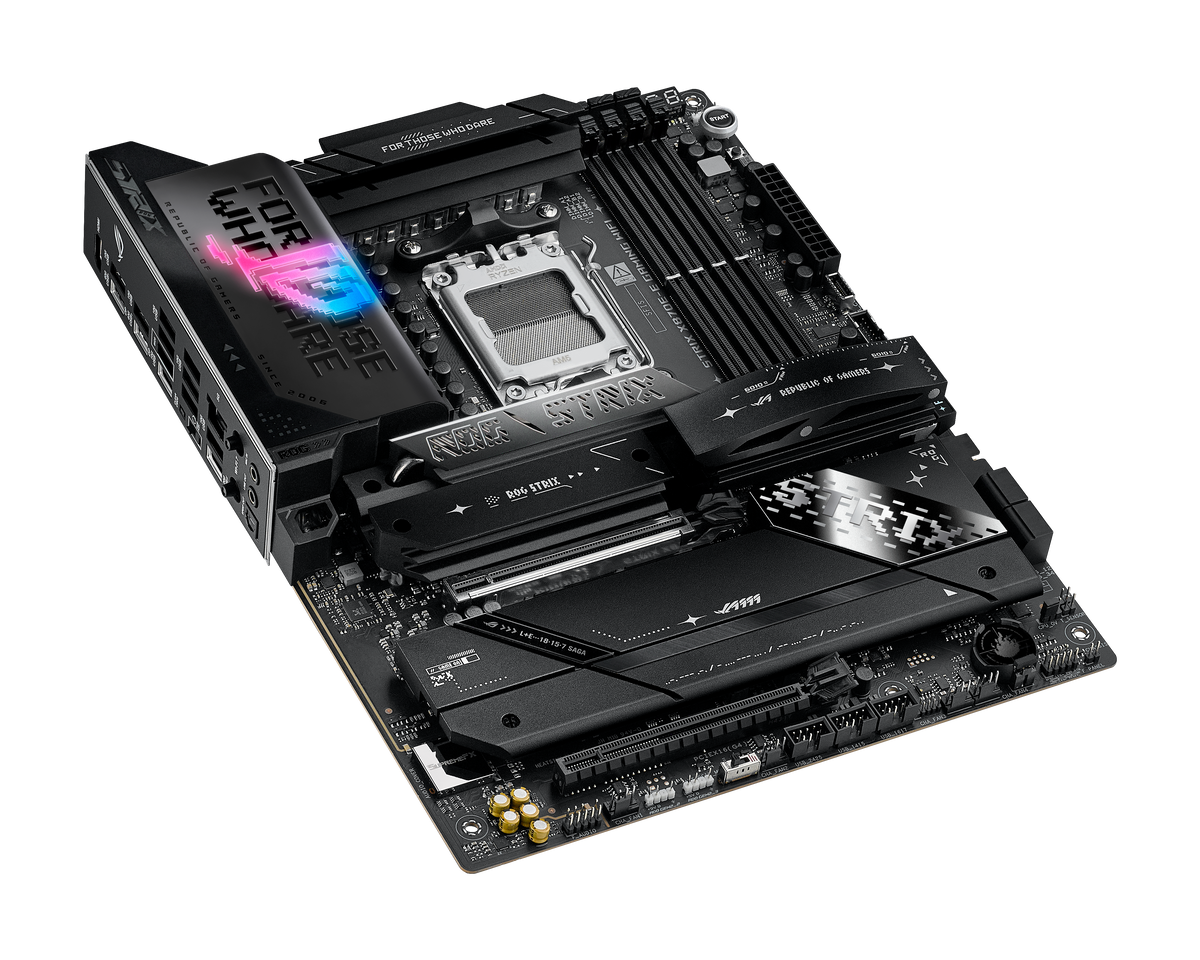 Asus ROG STRIX X870E-E GAMING WIFI | Processor family AMD | Processor socket AM5 | DDR5 | Supported hard disk drive interfaces SATA, M.2 | Number of SATA connectors 4