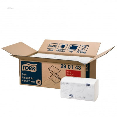 Rankšluosčiai servetėlėmis Tork Advanced Singlefold H3,  2sl. (15 vnt.)