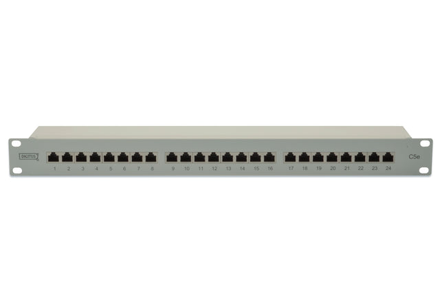 Digitus | Patch Panel | DN-91524S | 48.2 x 4.4 x 10.9 cm | Category: CAT 5e; Ports: 24 x RJ45; Retention strength: 7.7 kg; Insertion force: 30N max | White