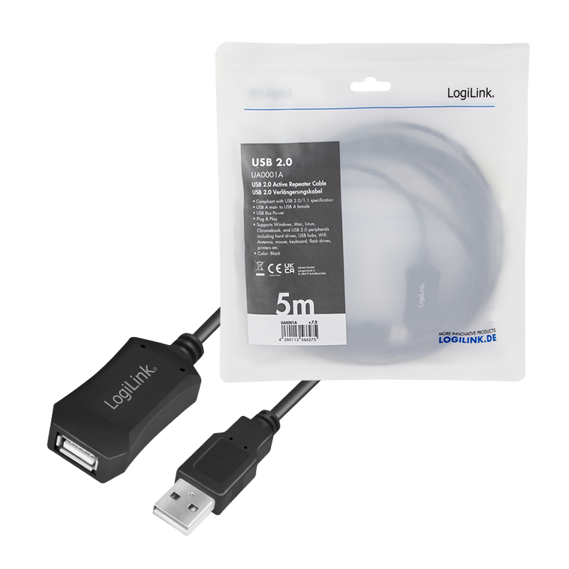 Logilink | USB 2.0 repeater 5m | USB-A to USB-A USB A male | USB A female