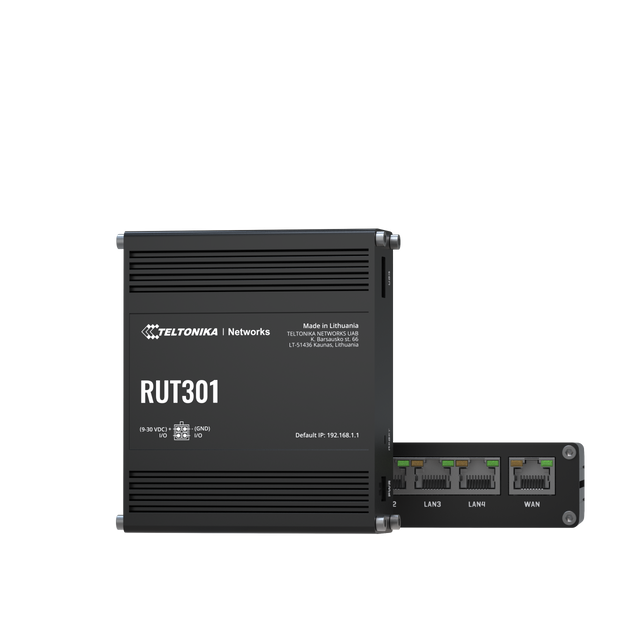 Teltonika | Ethernet Router | RUT301 | No Wi-Fi | 10/100 Mbit/s | Ethernet LAN (RJ-45) ports 5 | Mesh Support No | MU-MiMO No | No mobile broadband