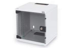 Digitus | 6U Wall Mounting Cabinet | DN-10-05U-1 | Safety class rating IP20; 200° door opening angle; Lockable safety-glass door; 254 mm (10") profile rails mounted on the front side inside of the cabinet, galvanized; 254 mm (10") profile rails are adjust