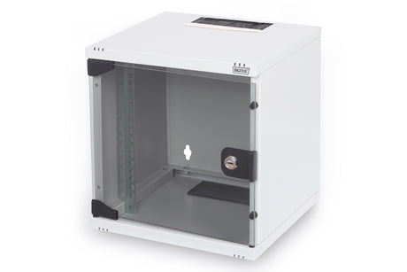 Digitus | 6U Wall Mounting Cabinet | DN-10-05U-1 | Safety class rating IP20; 200° door opening angle; Lockable safety-glass door; 254 mm (10") profile rails mounted on the front side inside of the cabinet, galvanized; 254 mm (10") profile rails are adjust