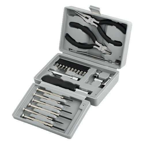 Logilink | Tool Set, 25pcs | Incl. transport boxThe set includes6x micro screwdrivers1x micro cutter1x mini telephone plier1x bit screwdriver with extension10x bits (PH1, PH2, PZ1, PZ2, PZ5, PZ6, T10, T15, T20, adaptor)4x socket wrench (5mm, 6mm, 8mm, 10m