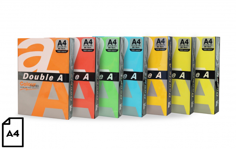 Spalvotas popierius Double A, 80g, A4, 100 lapų, Rainbow 5, 5 spalvų