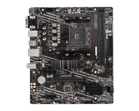 MSI | A520M PRO | Processor family AMD | Processor socket AM4 | DDR4 | Memory slots 2 | Chipset AMD A | Micro ATX