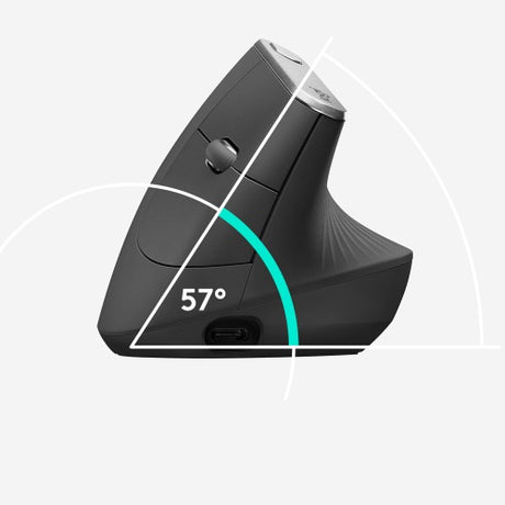 Logitech MX Vertical Ergonomiška belaidė pelė RF Wireless+Bluetooth, 4000 DPI, Graphite