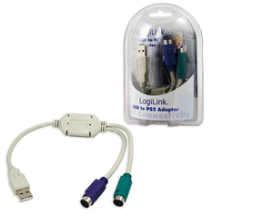 Logilink | Adapter USB to PS/2 x2 :. | Grey | USB M | 2x Mini DIN 6-pin FM | 0.2 m