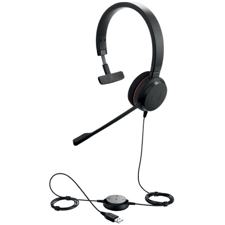 Jabra Evolve 20 MS Mono Laidinės ausinės, USB-A, Juoda