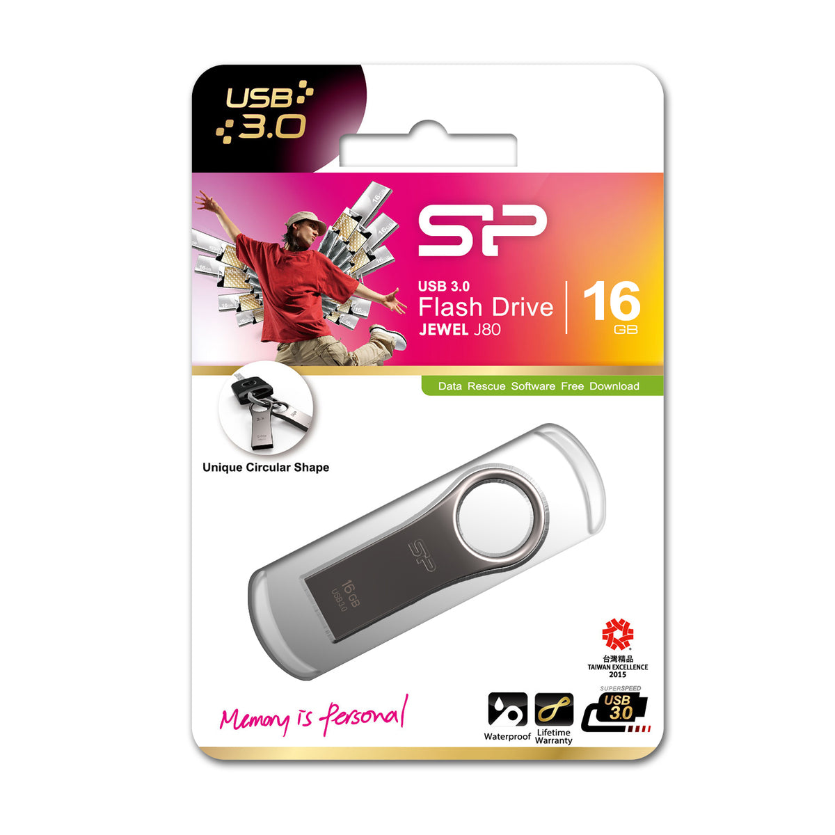 Silicon Power | Jewel J80 | 16 GB | USB 3.0 | Silver