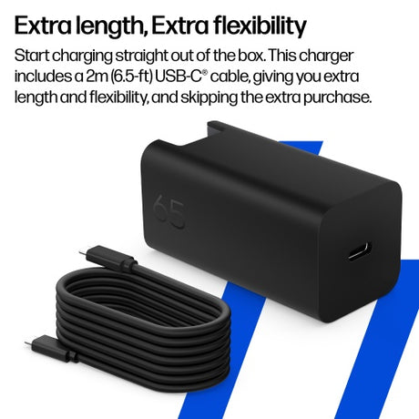 HP C90CKUT Nešiojamo kompiuterio įkroviklis 65W GaN, USB-C, EU, Juoda