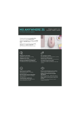 Belaidė pelė Logitech MX Anywhere 3S - RF Wireless + Bluetooth, Laser, 8000 DPI, Rose